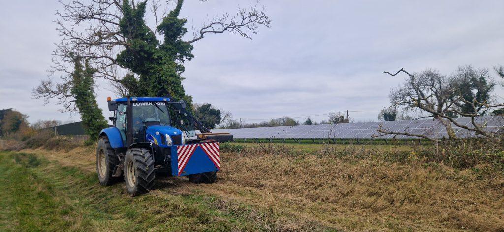 Solar farm hedge cutting 1